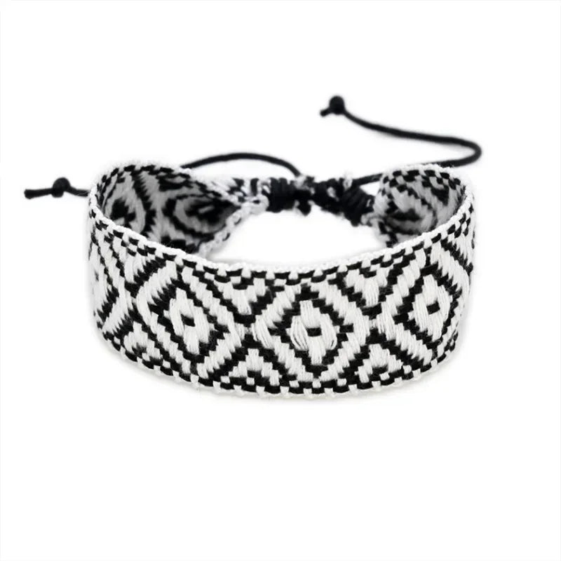 Brazilian Handmade Geometric Shapes Bracelet black and white