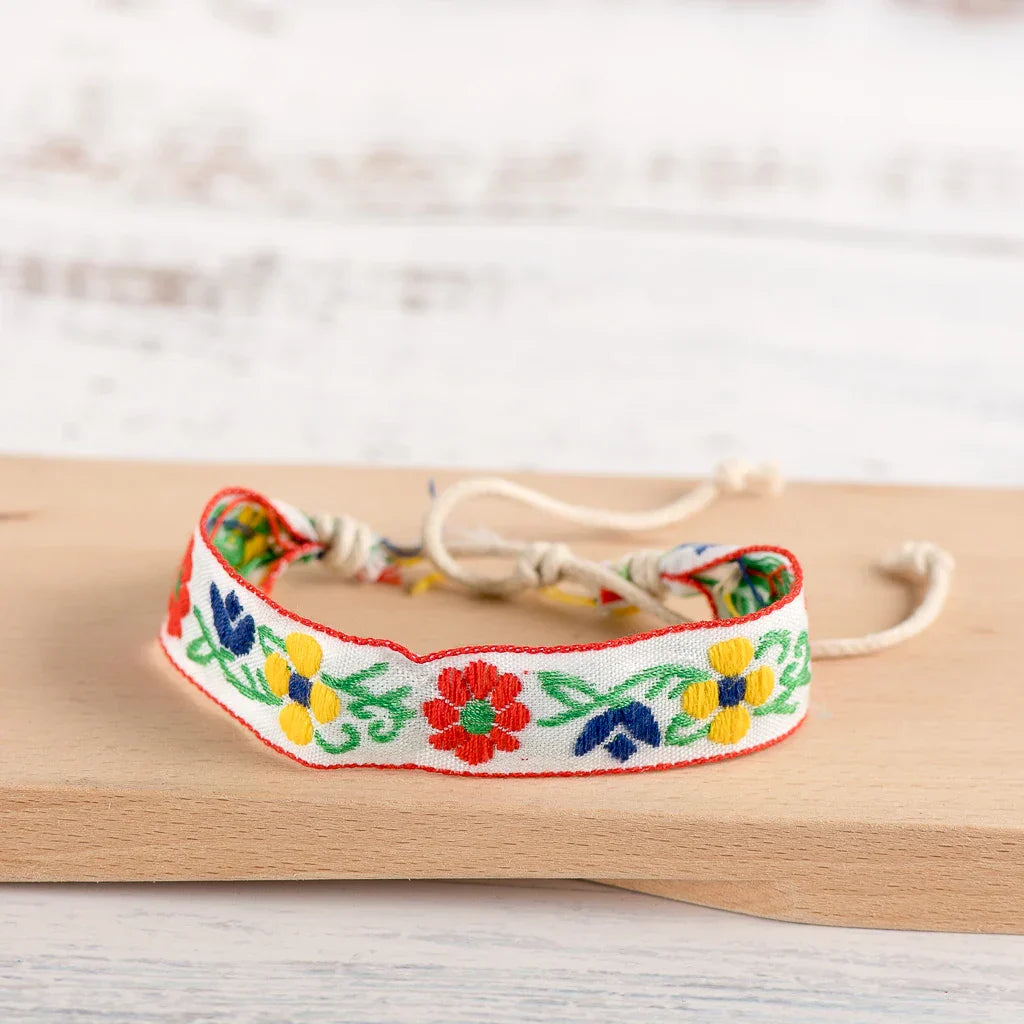 Boho Brazilian Handcrafted Embroidered Bracelet white