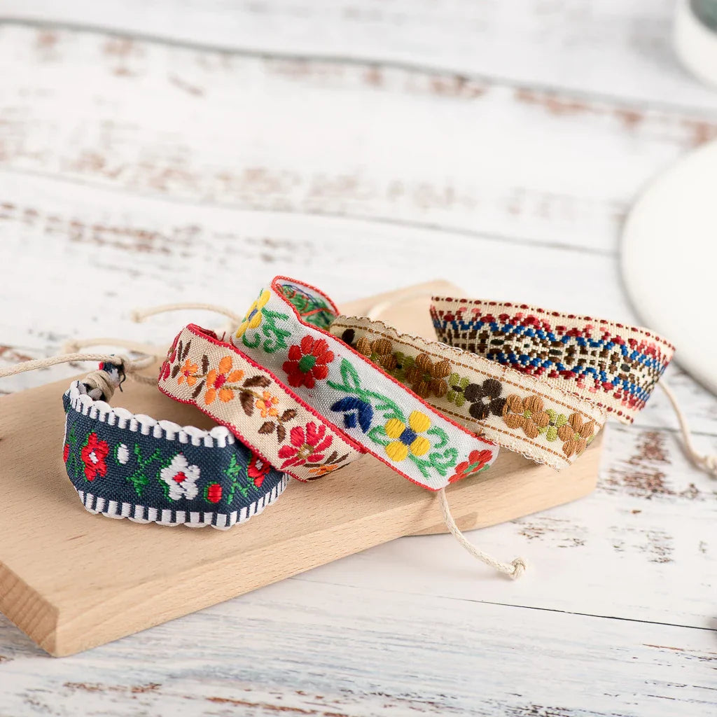Boho Brazilian Handcrafted Embroidered Bracelet white
