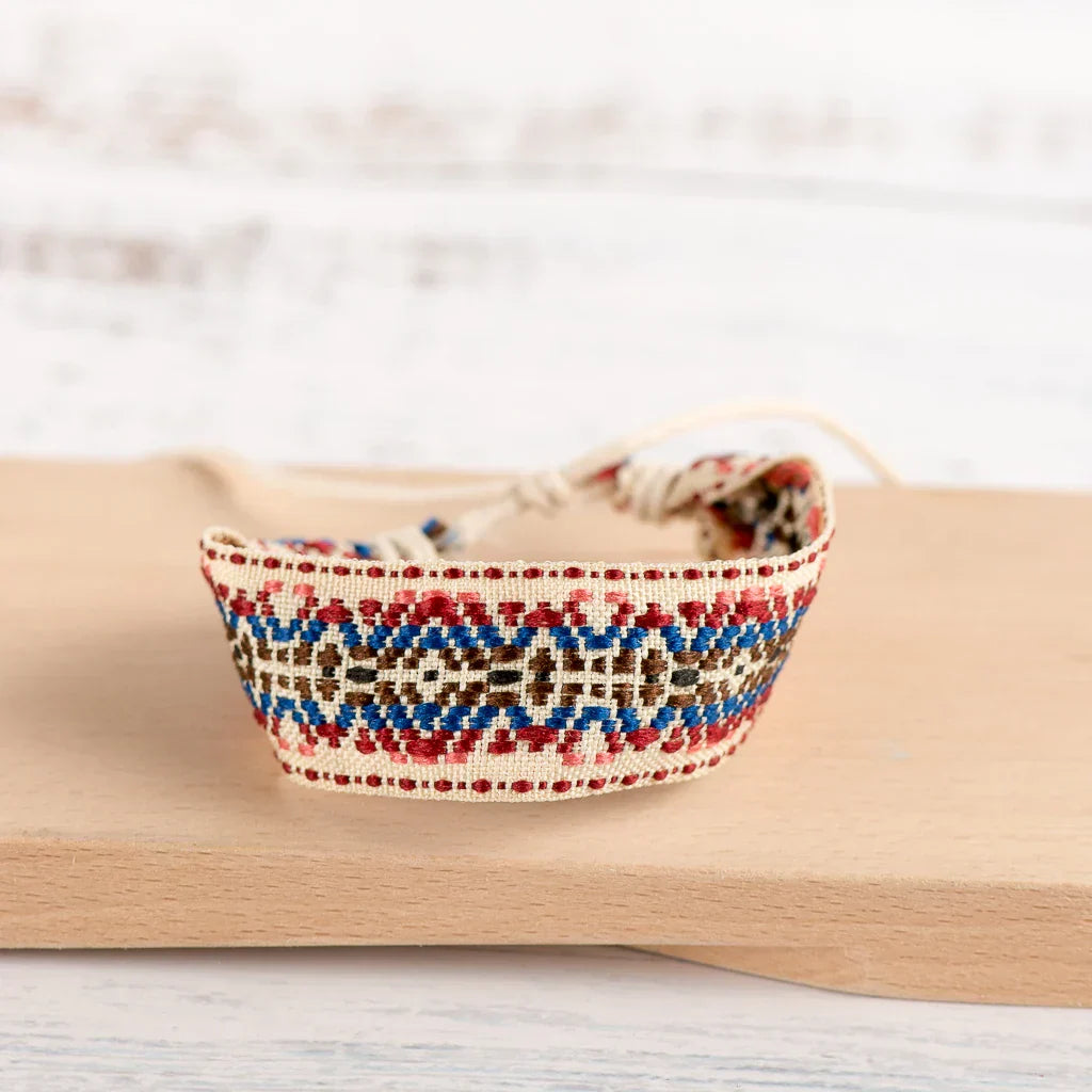 Boho Brazilian Handcrafted Embroidered Bracelet blue 