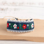 Boho Brazilian Handcrafted Embroidered Bracelet blue and white