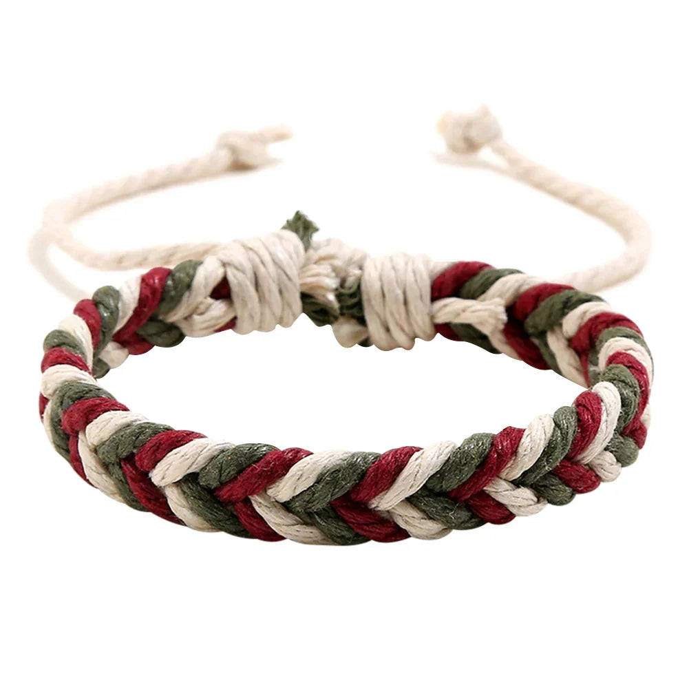 Brazilian Bracelet in Natural-Effect Cotton Thread red