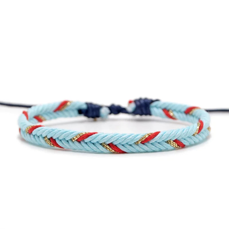 Minimalist Brazilian Bracelet in Blue Cotton Thread 
