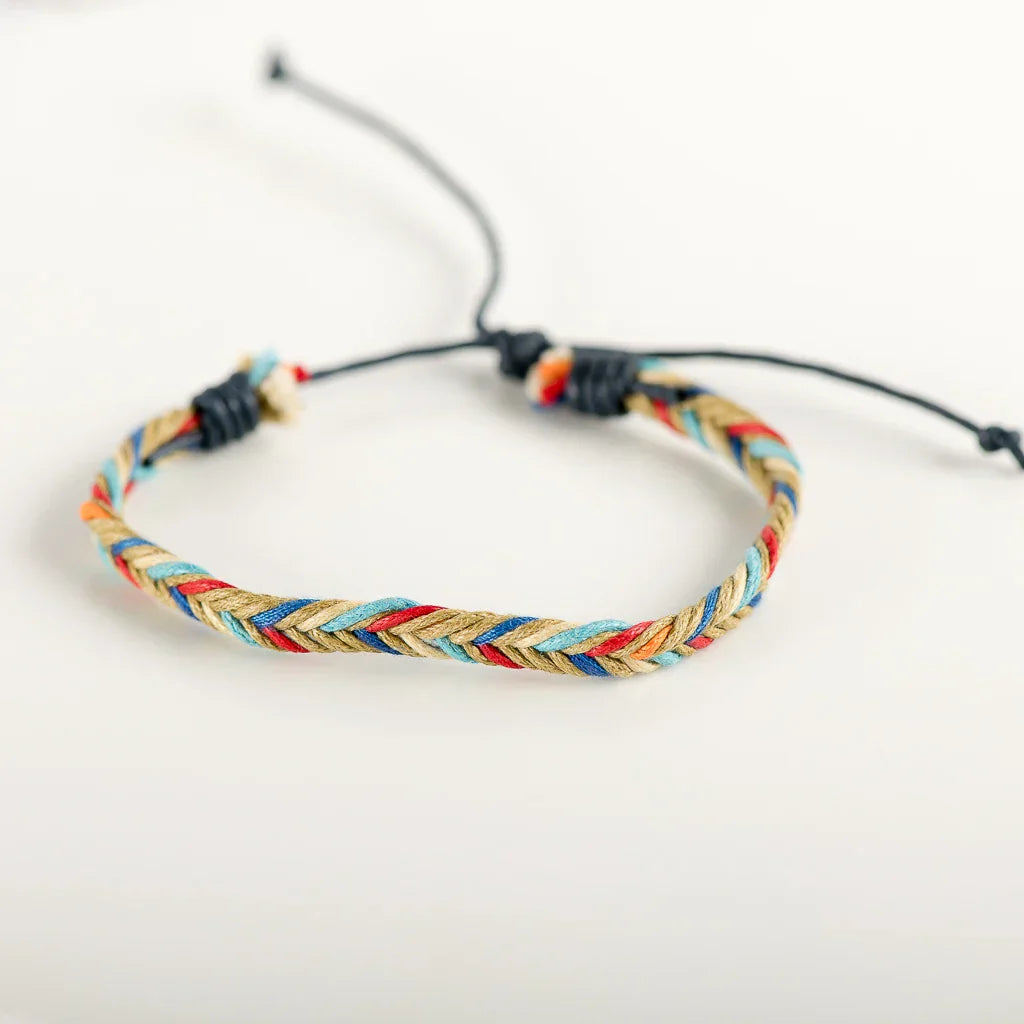 Beige and Red Braided Brazilian Bracelet