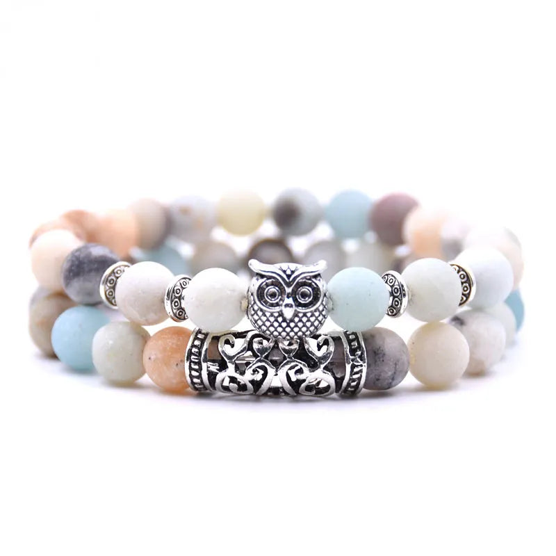 Owl Bracelet - Owl Link Bracelet Multicolour Beads