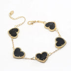 Women's Gold Heart Bracelet Black