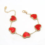Women's Gold Heart Bracelet Red