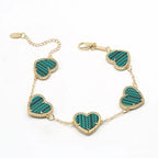 Women's Gold Heart Bracelet Green