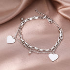 Women's Double Heart Bracelet silver