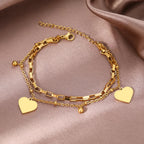 Women's Double Heart Bracelet gold