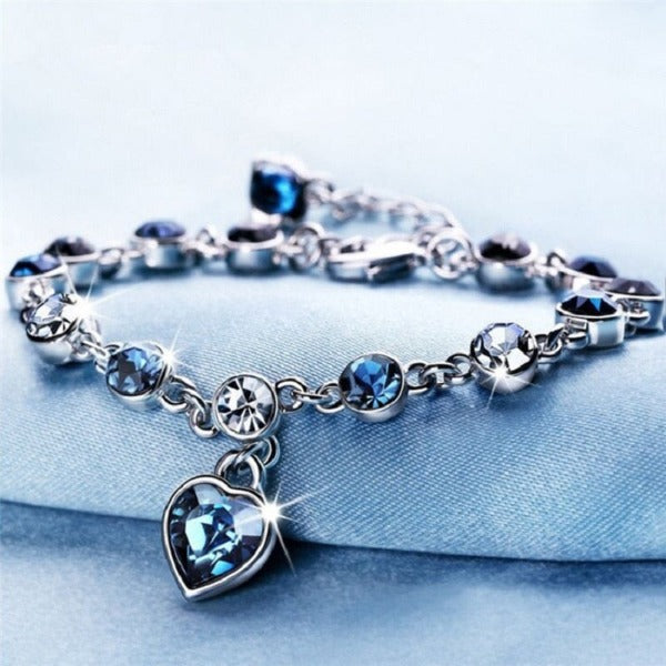 Women’s Heart Bracelet Silver Link Bracelet Zircon