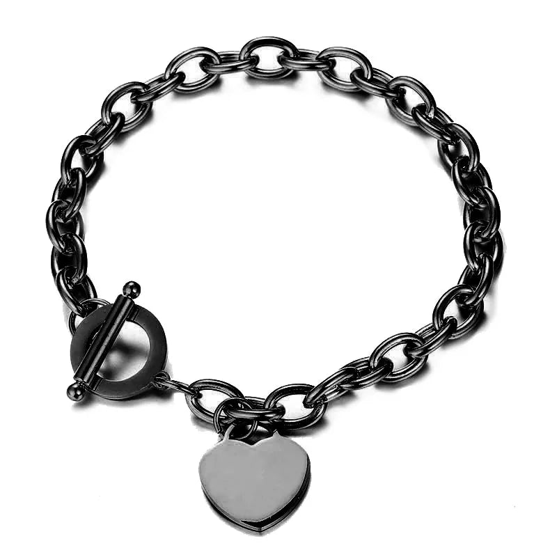 Women's Heart ID Bracelet in Black