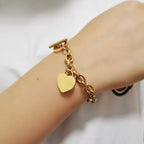 Women's Heart ID Bracelet in Gold