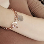 Women's Heart ID Bracelet in Rose Gold