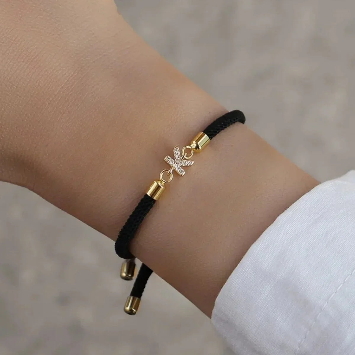 Colorful bracelet with rhinestone initial - letter