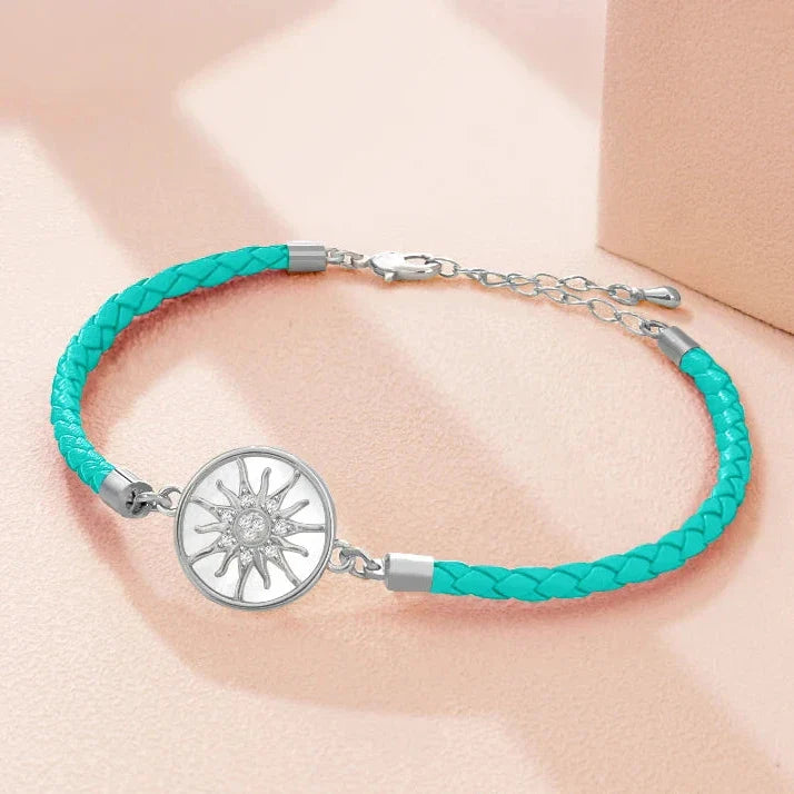 Compass Leather Bracelet Compass Rose turquoise silver