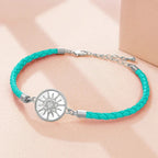 Compass Leather Bracelet Compass Rose turquoise silver