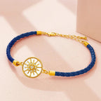 Compass Leather Bracelet Compass Rose midnight blue gold