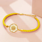 Compass Leather Bracelet Compass Rose yellow gold