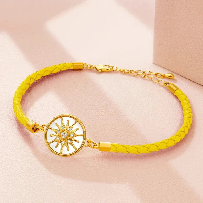 Compass Leather Bracelet Compass Rose yellow gold