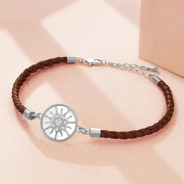 Compass Leather Bracelet Compass Rose brown silver