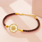 Compass Leather Bracelet Compass Rose brown gold