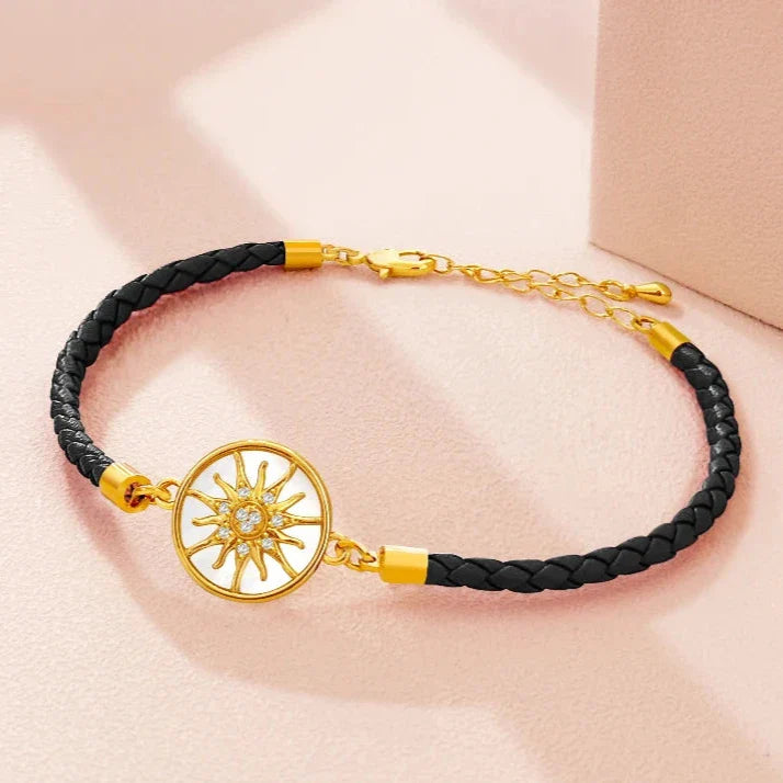 Compass Leather Bracelet Compass Rose black gold