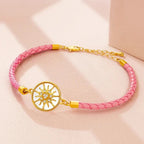 Compass Leather Bracelet Compass Rose pink gold