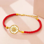 Compass Leather Bracelet Compass Rose red gold