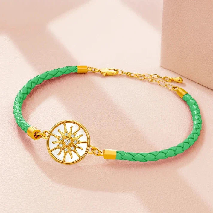 Compass Leather Bracelet Compass Rose green gold