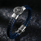 Men's Compass Bracelet Leather Compass Rose of the Winds Blue