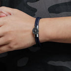 Men's Compass Bracelet Leather Compass Rose of the Winds Black