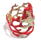 Red Coral and Starfish Bracelet
