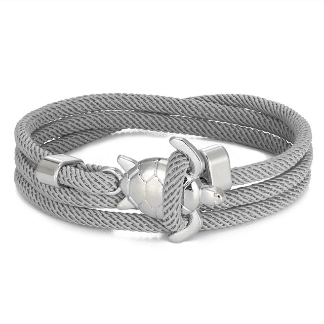 Sea Turtle Cord Bracelet grey