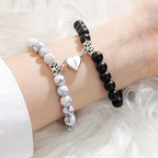Couple Bracelet with Black and White Beads