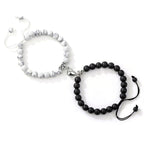 Couple Bracelet with Black and White Beads