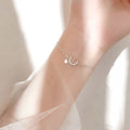 Women's Crescent Moon Bracelet, Silver-colored Chain Bracelet