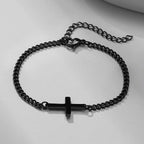 Cross Bracelet Cuban Chain for Men Black