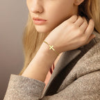 Cross Bracelet Cuban Chain for Men or Women Gold