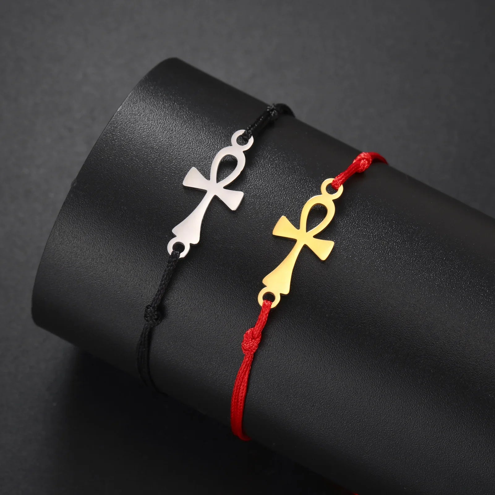 Egyptian Ankh Cross Bracelet red