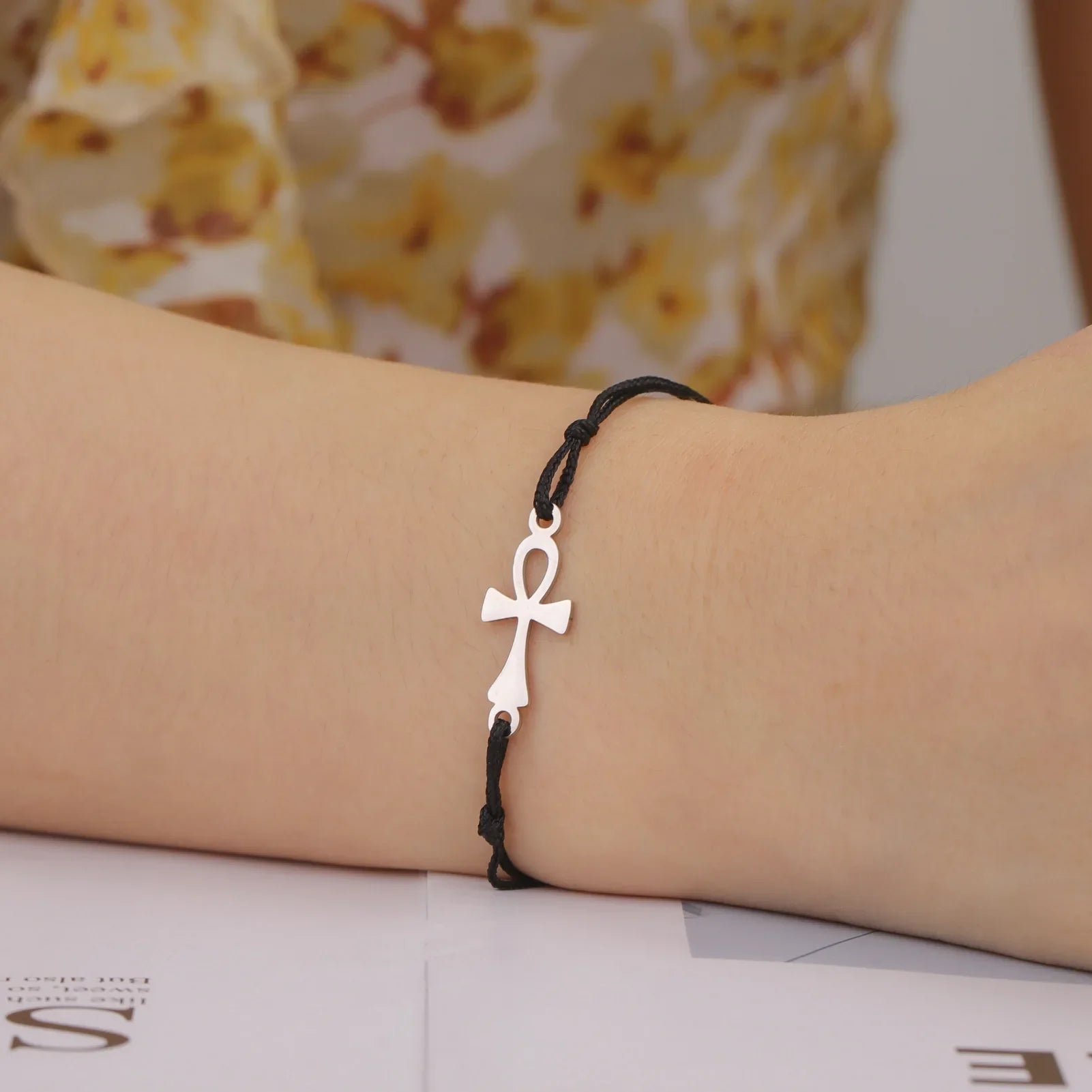 Egyptian Ankh Cross Bracelet black