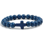 Cross Bracelet in Natural Stones Blue