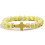 Cross Bracelet in Natural Stones Yellow