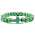 Cross Bracelet in Natural Stones Green 