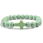 Cross Bracelet in Natural Stones Apple Green