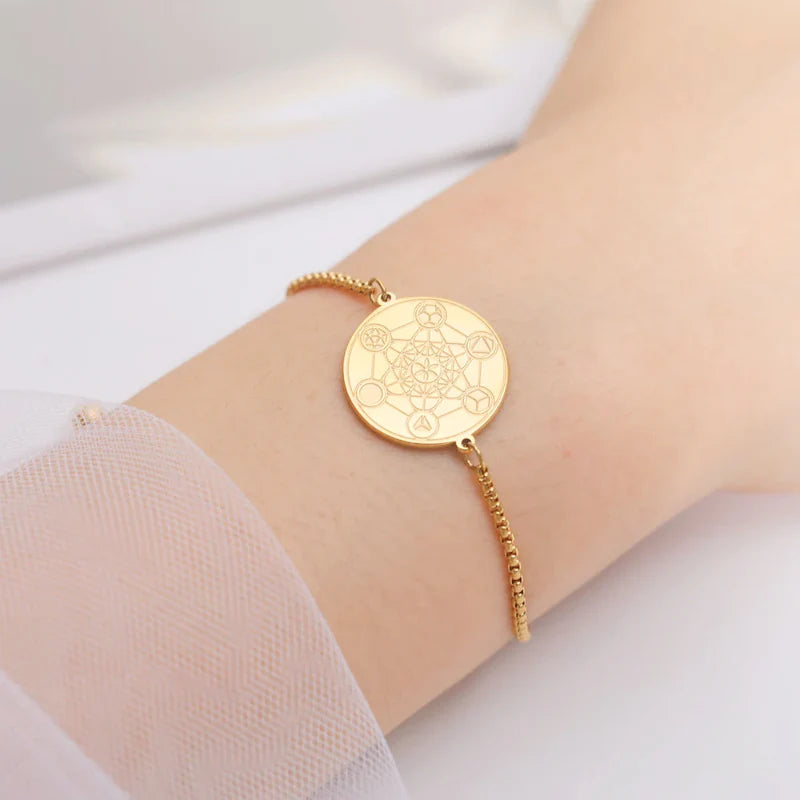 Protective Metatron’s Cube Bracelet in gold