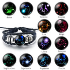 12 Constellations Zodiac Sign Leather Bracelet
