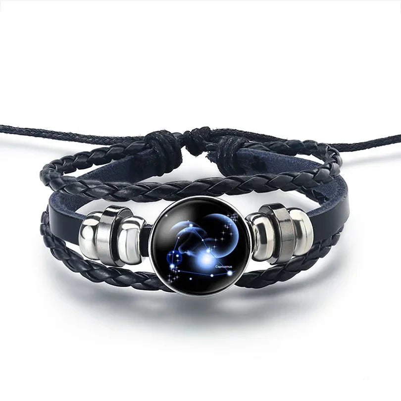 12 Constellations Zodiac Sign Leather Bracelet Capricorn