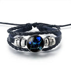 12 Constellations Zodiac Sign Leather Bracelet Pisces