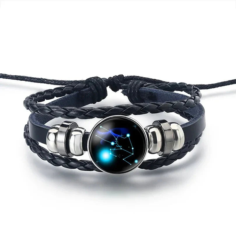 12 Constellations Zodiac Sign Leather Bracelet Taurus